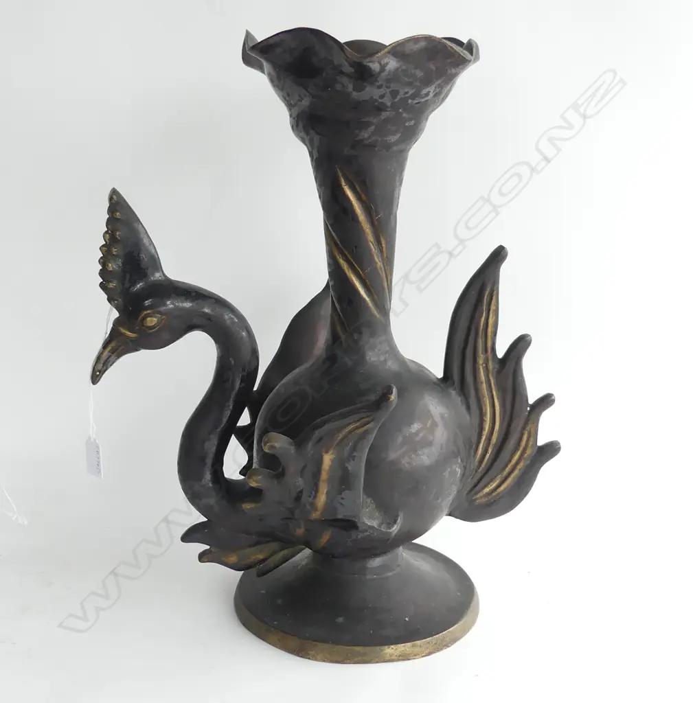 HEAVY BRASS ORIENTAL PHOENIX VASE H.500mm Image 1++