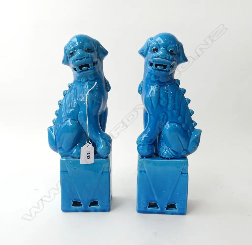PR BLUE GLAZED FU / FOO DOGS H.320mm Image 1++