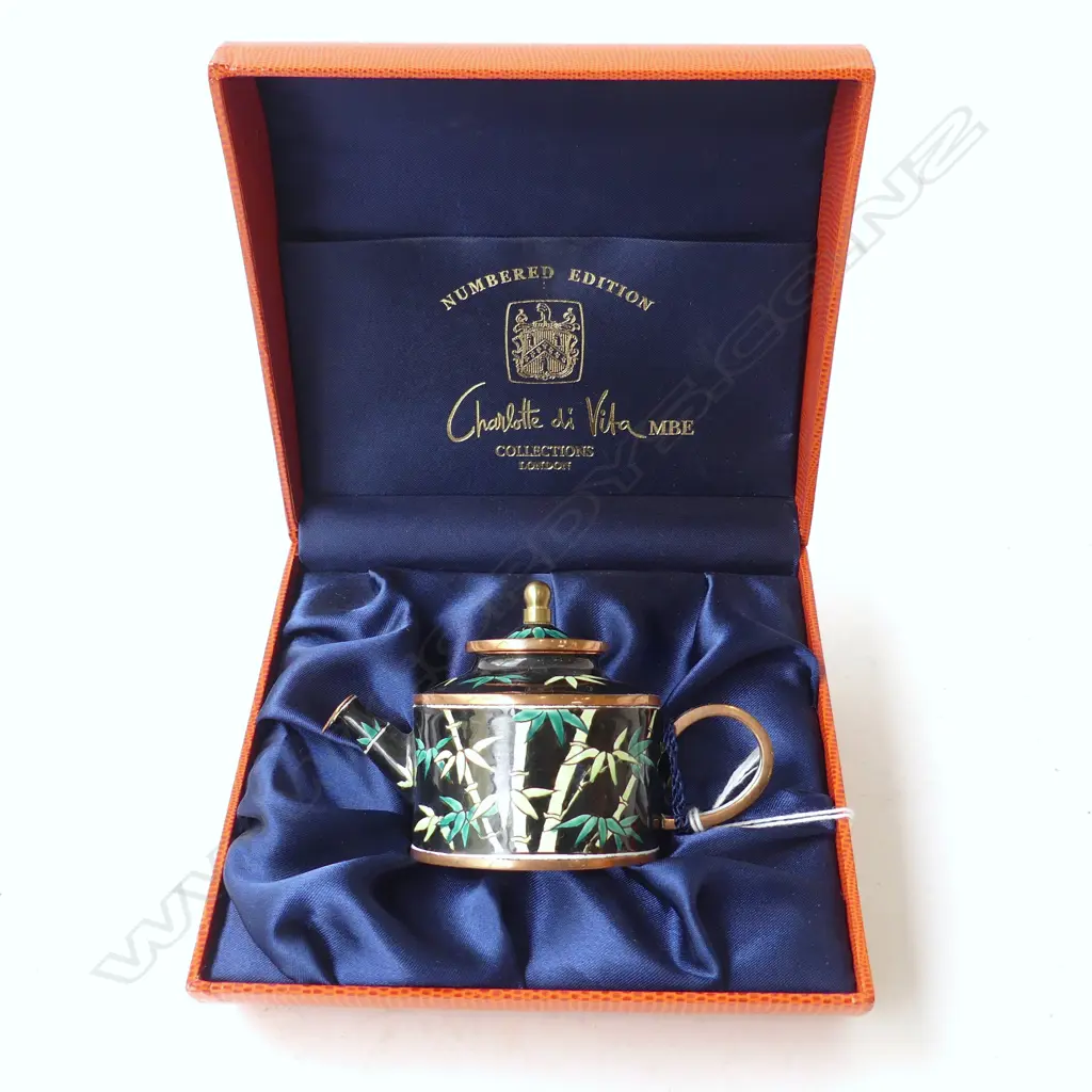CHARLOTTE DI VITA CLOISONNE MINIATURE TEAPOT IN PRESENTATION BOX Image 1++