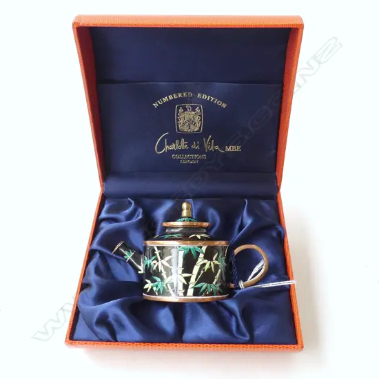 CHARLOTTE DI VITA CLOISONNE MINIATURE TEAPOT IN PRESENTATION BOX