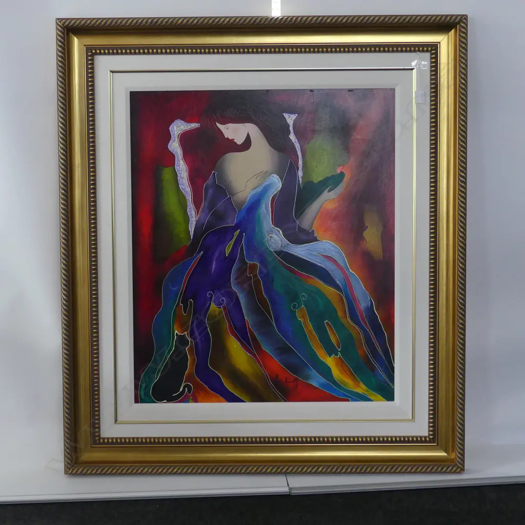 LG SIGNED ARTWORK, ABSTRACT PORTRAIT, ACRYLIC ON CANVAS 800x670mm Image 1++