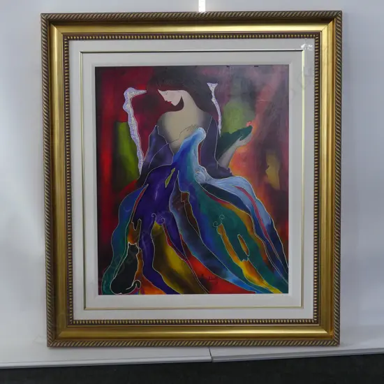 LG SIGNED ARTWORK, ABSTRACT PORTRAIT, ACRYLIC ON CANVAS 800x670mm