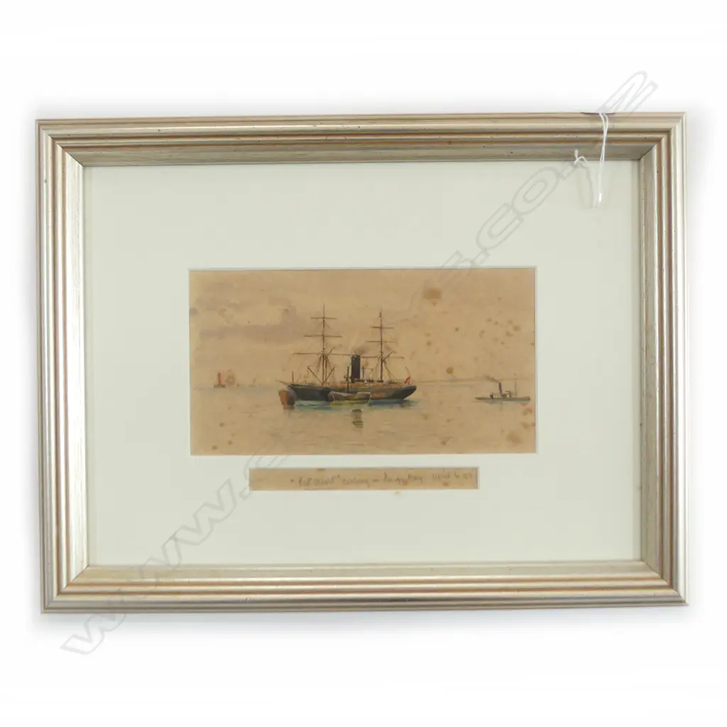 THOMAS RYAN (1863-1937) ''PORT ALBERT' CALLING AT DEEP BAY APRIL 6 92', WC 130x240mm foxing Image 1++