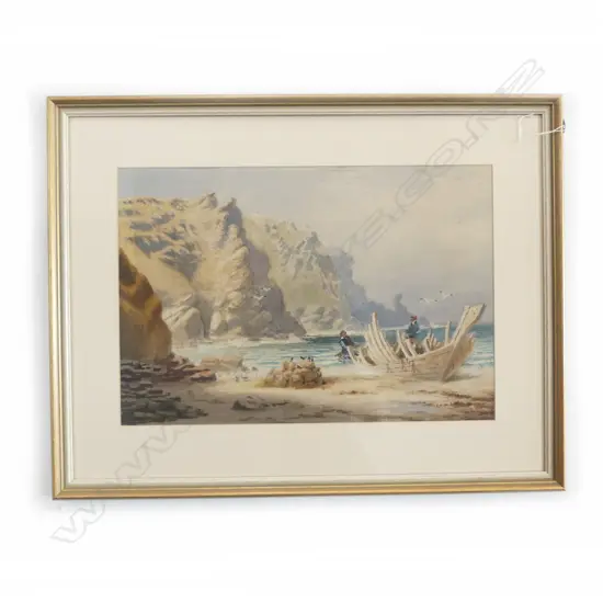 E. WEST, COASTAL SCENE w. SHIP WRECK, WC 340x490mm