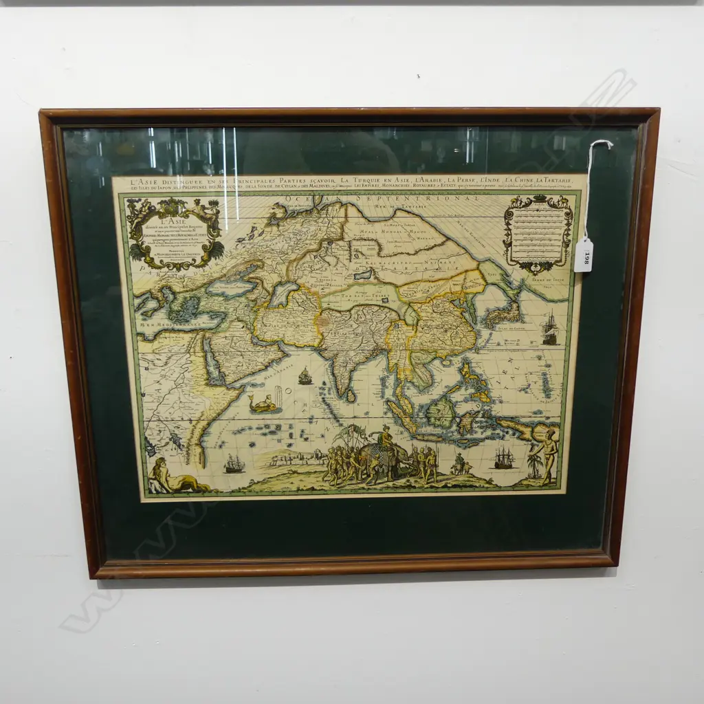 FRENCH MAP OF ASIA (1674) modern print 360x485mm Image 1++