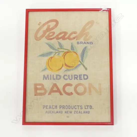 FRAMED PEACH BRAND BACON PRODUCE BAG 430 X 310 MM