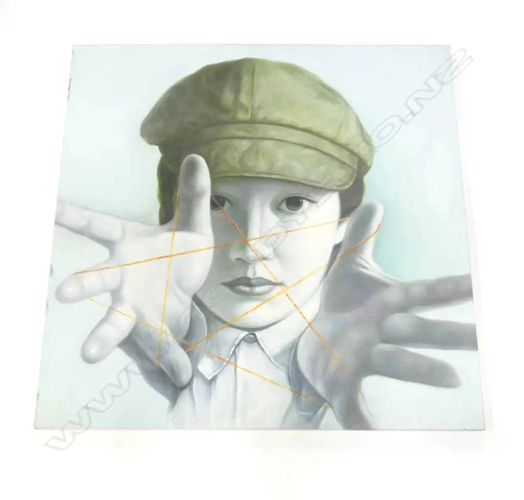 ARTIST UNKNOWN, CHILD MAKING STRING STAR, ACRYLIC ON CANVAS 800x800mm Image 1++