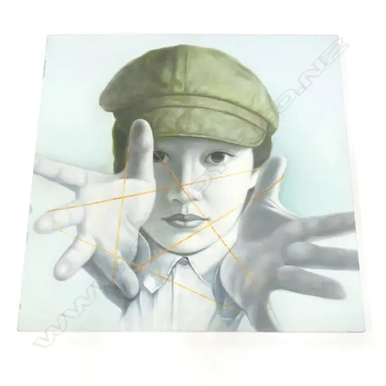 ARTIST UNKNOWN, CHILD MAKING STRING STAR, ACRYLIC ON CANVAS 800x800mm