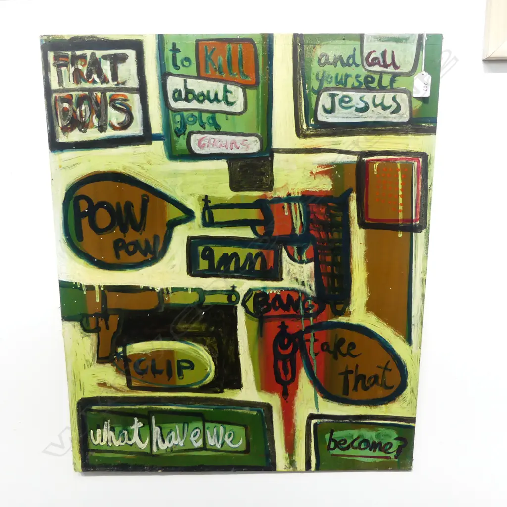 ARTIST UNKNOWN, THIS SADDENS ME ACYRLIC ON BOARD 740 X 620 MM Image 1++