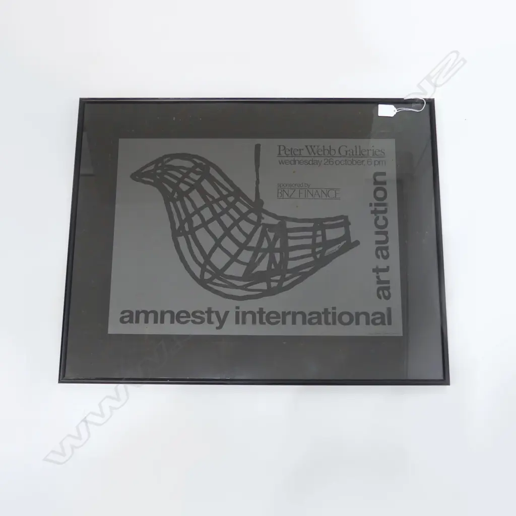 WEBBS POSTER FOR AMNESTY INTERNATIONAL ART AUCTION SIGNED BY ARTIST 560 X 410 MM Image 1++