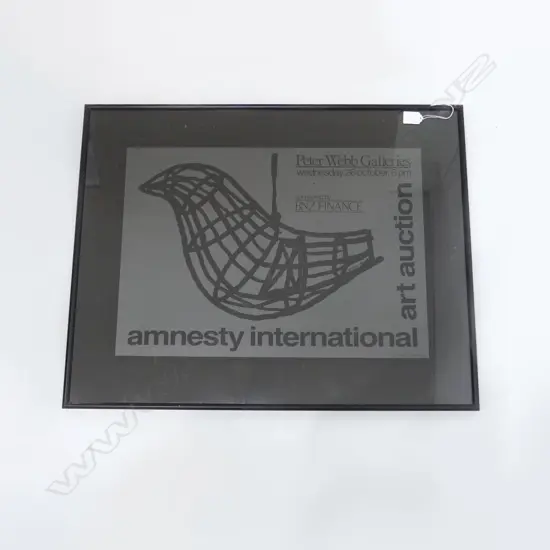 WEBBS POSTER FOR AMNESTY INTERNATIONAL ART AUCTION SIGNED BY ARTIST 560 X 410 MM