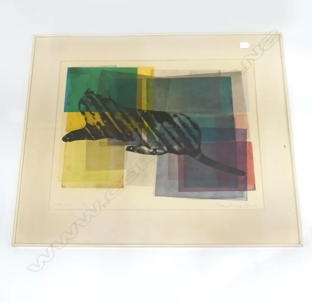 VICTORIA EDWARDS 'CAT ON A MAT', SCREEN PRINT, ARTISTS PROOF 1980-85 525x670mm  Image 1++