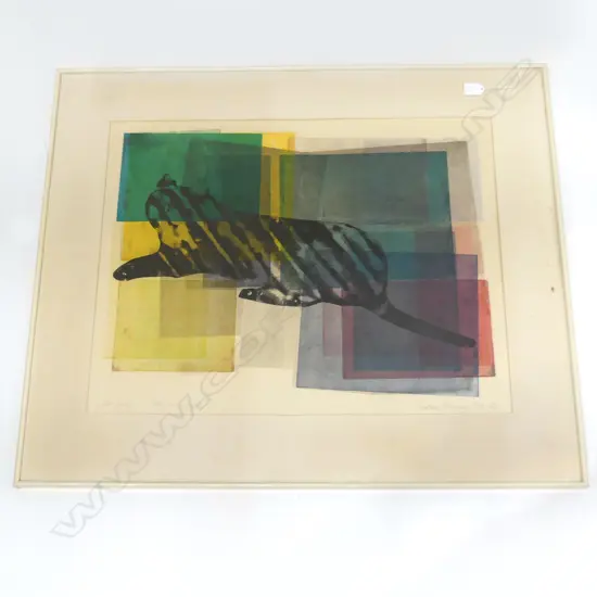 VICTORIA EDWARDS 'CAT ON A MAT', SCREEN PRINT, ARTISTS PROOF 1980-85 525x670mm 