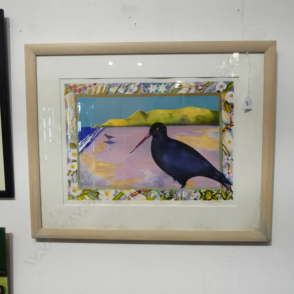 PAMELA WOLFE 'OYSTERCATCHER KAREKARE' LITHOGRAPH 28/54 360x495mm Image 1++