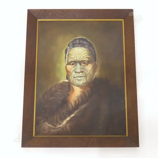 HARRY SANGL 'KING TAWHIAO' OIL ON BOARD, 1973 500x370mm
