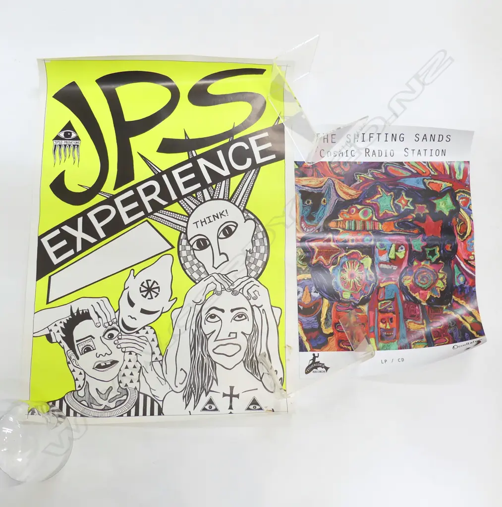 2 VINTAGE NZ MUSIC POSTERS:JPS EXPERIENCE + THE SHIFTING SANDS Image 1++
