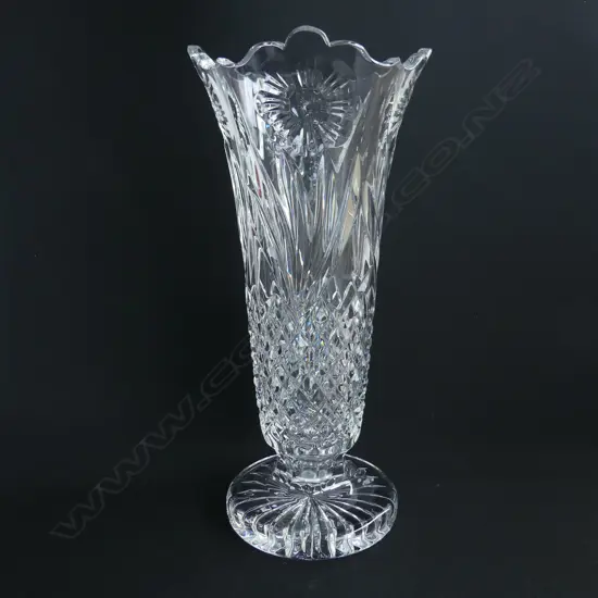 WATERFORD  CUT CRYSTAL TALL FLOWER VASE H305MM