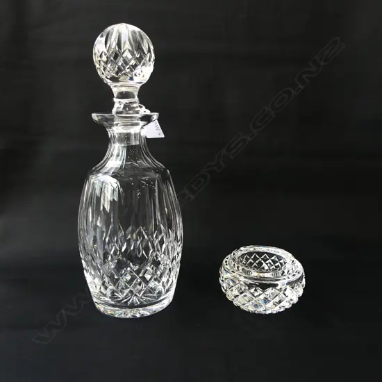 WATERFORD DECANTER H.275mm & ASHTRAY 90mm dia
