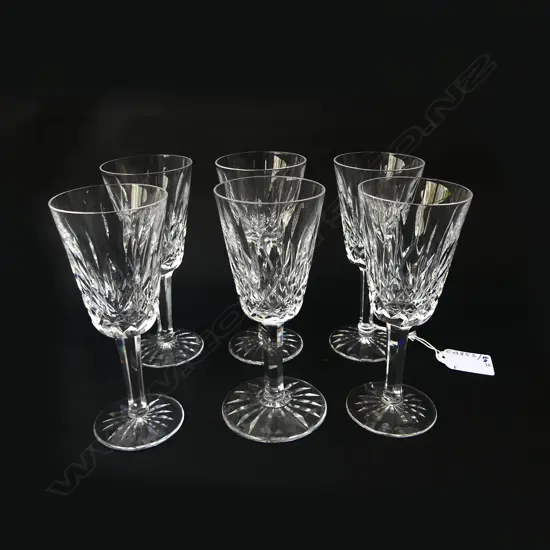 SET OF 6 VINTAGE WATERFORD LISMORE SHERRY GLASSES, H.130MM