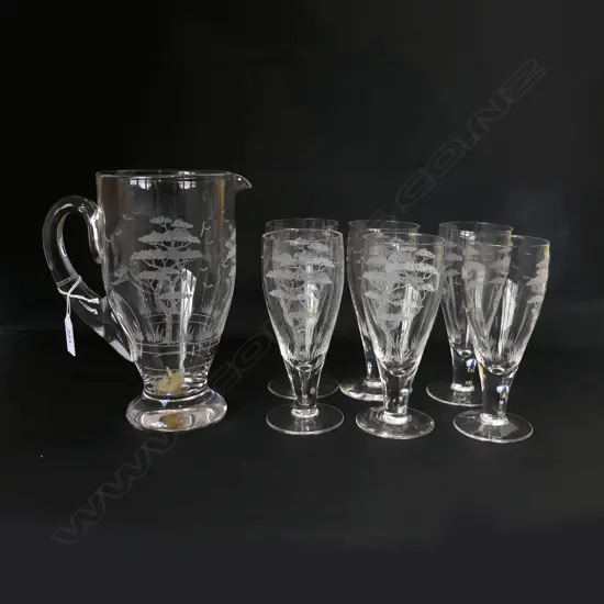 STUART CRYSTAL JUG H.230mm & 6 GLASSES