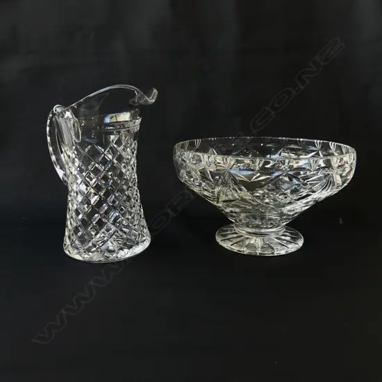 2 PCES CRYSTAL; JUG & BOWL 230mm dia