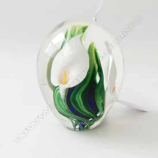 PETER RAOS LILY PAPER WEIGHT, SIGNED & DATED 1997 H.95mm