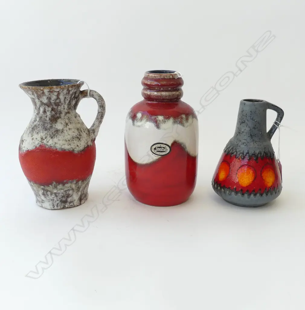 TRIO VINTAGE GERMAN VASES, H.200/180/160mm Image 1++