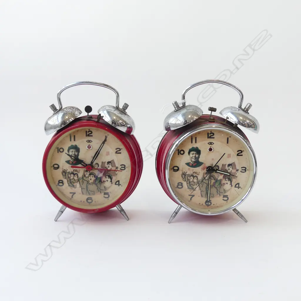 2 CHAIRMAN MAO STYLE ALARM CLOCKS H.165mm Image 1++