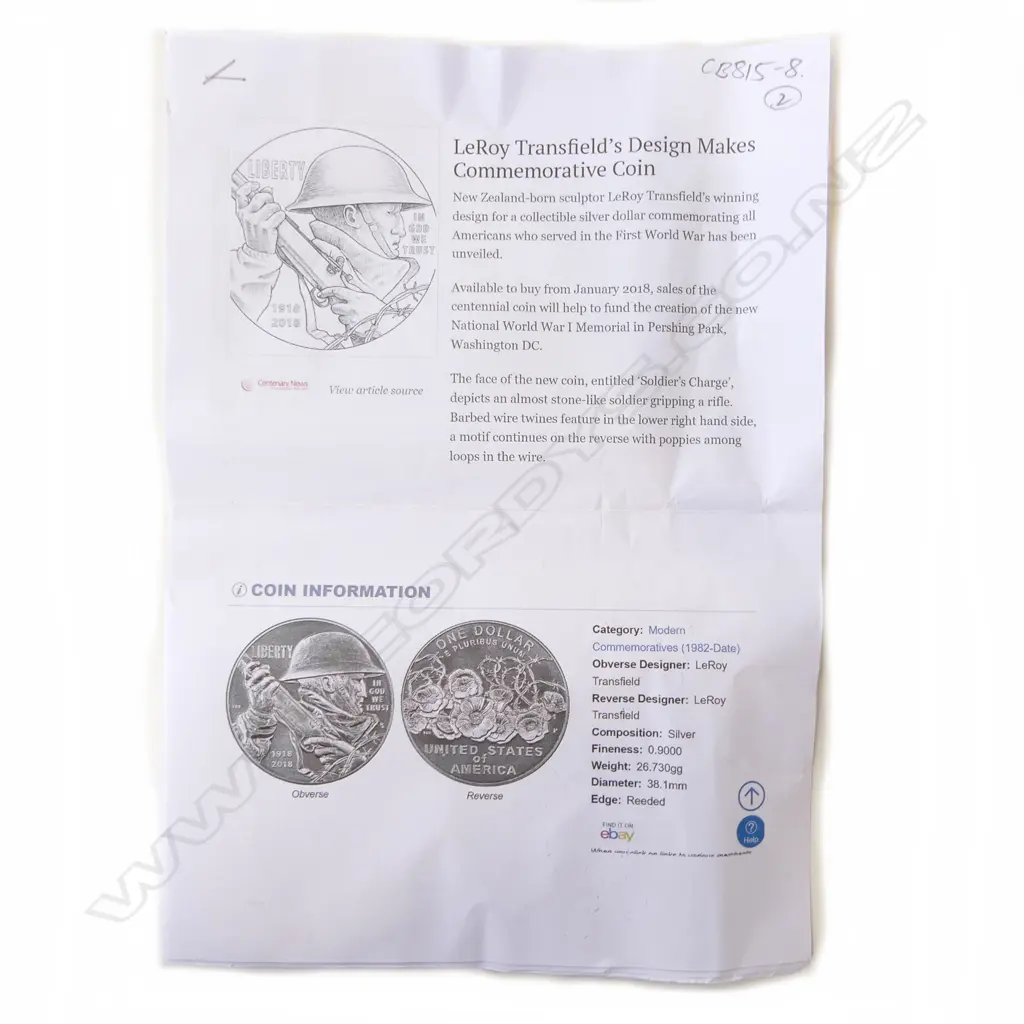 MEMORIAL BRONZE PLAQUE 'LIBERTY' 2018 'LeRoy Transfield 2016' WWI SOLDIER 150 X 130mm. Inscribed... Image 1++