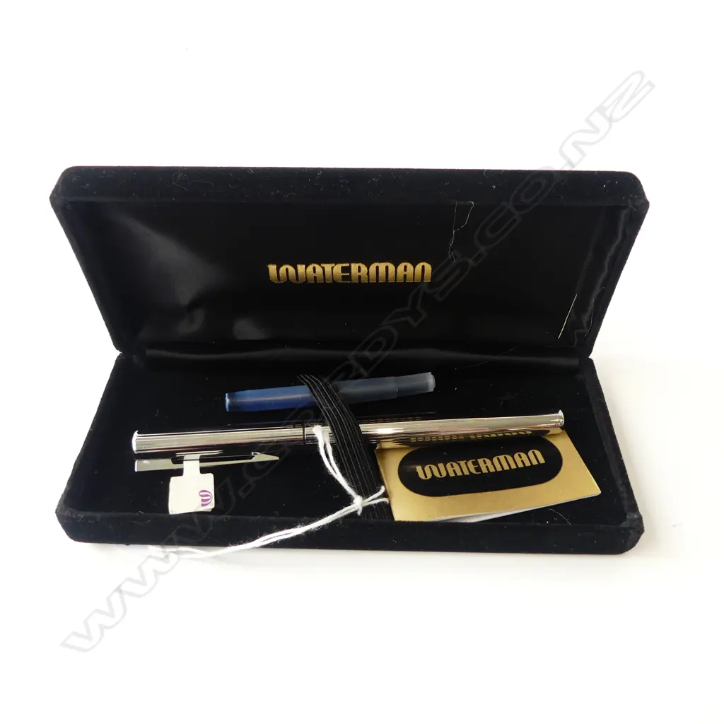 VINTAGE WATERMAN FOUNTAIN PEN NEW UNUSED IN CASE WITH LABEL & CARTRIDGE Image 1++