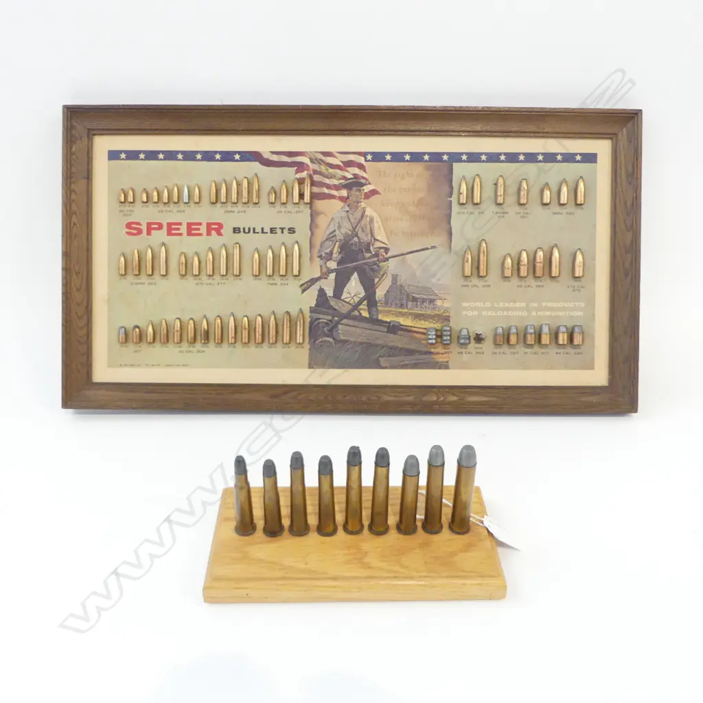 2 BULLET DISPLAYS; MOUNTED & FRAMED 230x480mm Image 1++