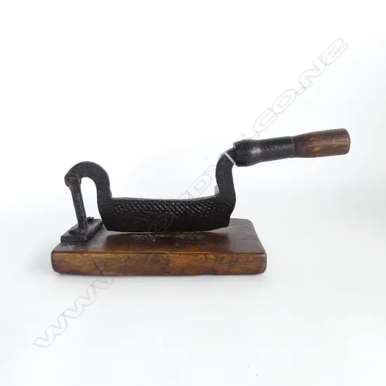 ANTIQUE CAST IRON & WOOD TOBACCO CUTTER L370MM
