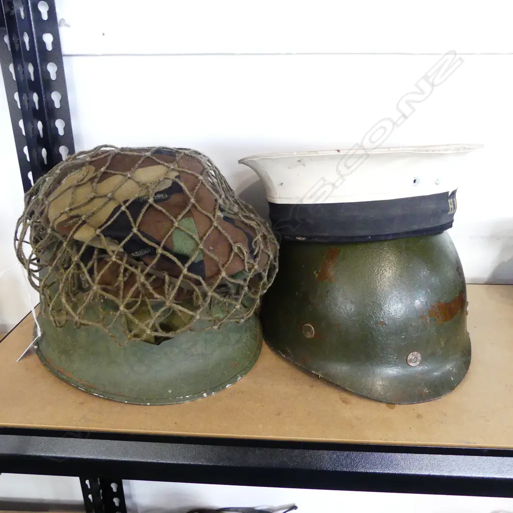 3 MILITARY HATS; 2 ARMY (1 w. CAMO), H.M.N.Z.S. NGAPONA Image 1++