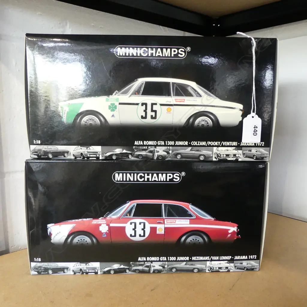 2 MINICHAMPS BOXED ALFA ROMEO GTA 1300 JUNIOR MODEL CARS Image 1++