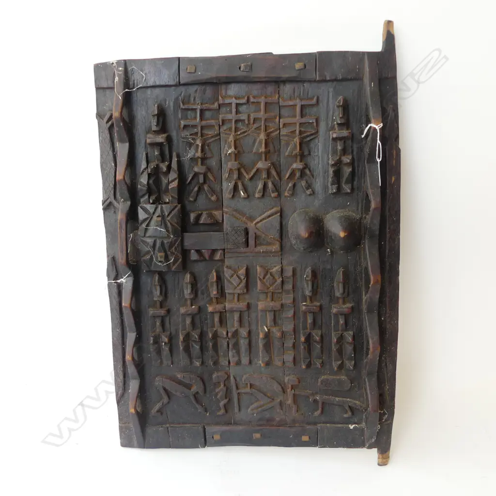 TRIBAL CARVED WOODEN DOOR PANEL 685x450mm Image 1++