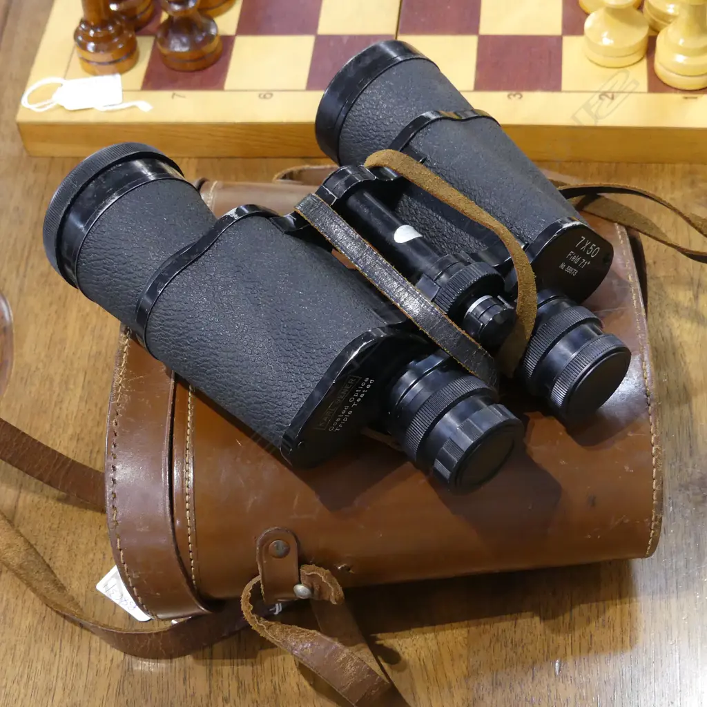 PR KARL GENER 7 X 50 FIELD 7.1 BINOCULARS in leather case Image 1++