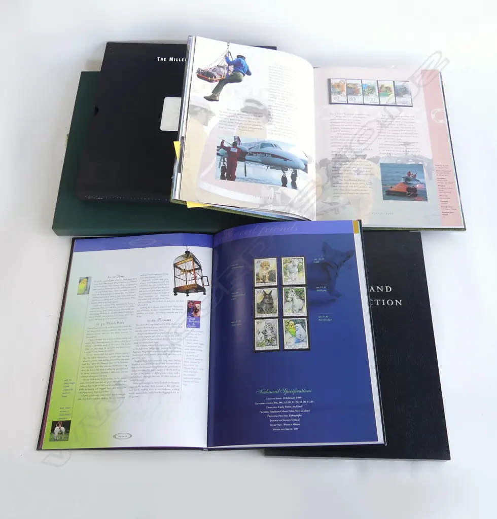 4 NZ STAMP COLLECTIONS: 1996. 1999. THE MILLENNIUM ALBUM & HERITAGE STAMP COLLECTIONS Image 1++