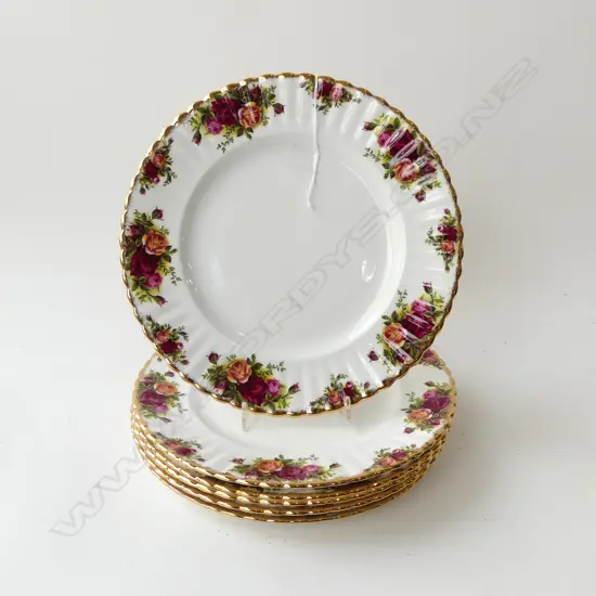 6 ROYAL ALBERT OLD COUNTRY ROSES DINNER PLATES 270mm
