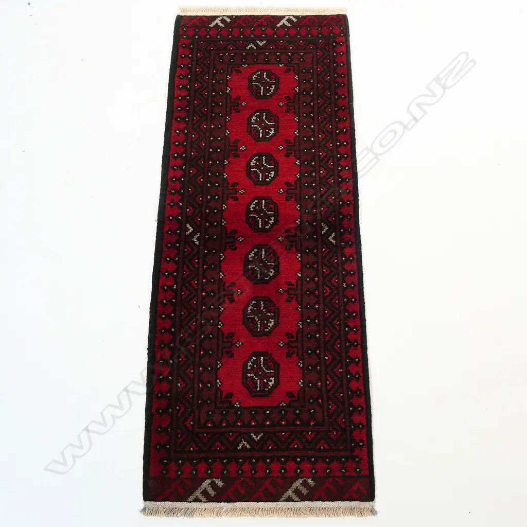 HAND KNOTTED WOOL PILE TURKMAN RUG, 1500 x 520mm Image 1++