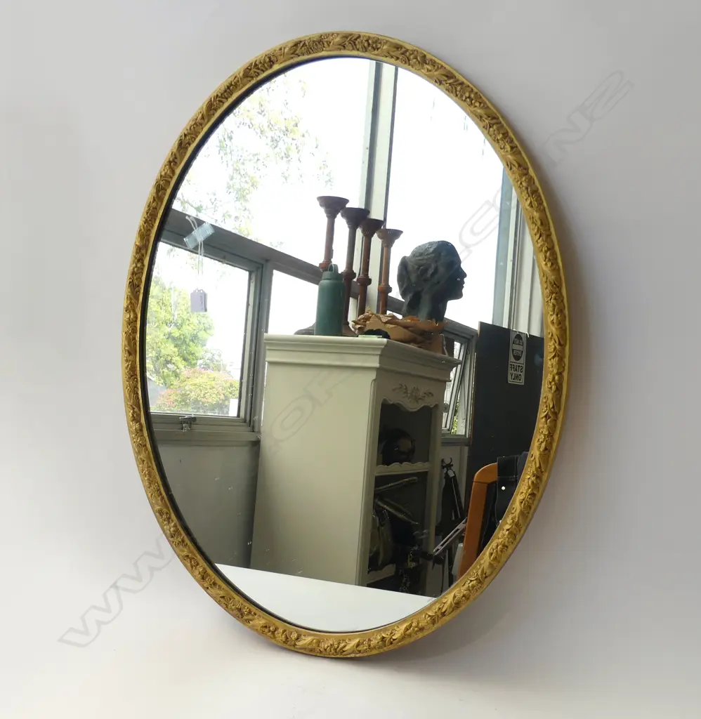 OVAL GOLD FRAMED MIRROR 920x710mm Image 1++