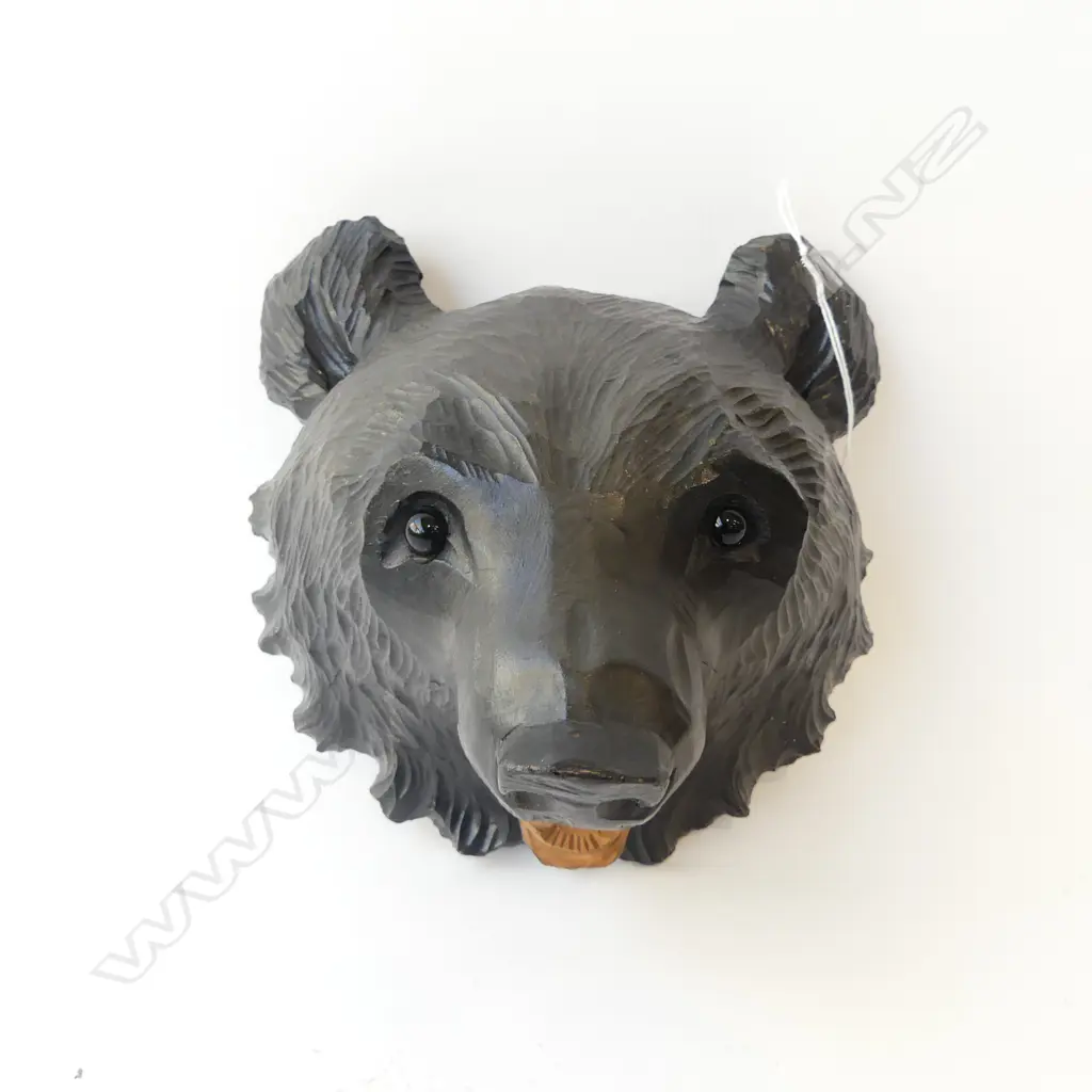 CARVED WOODEN BEAR FACE H.210mm Image 1++