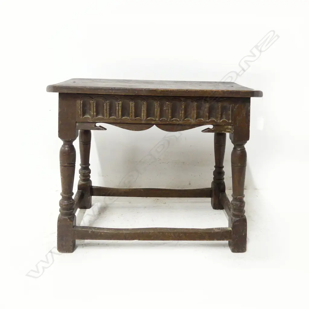 ANTIQUE JACOBEAN STYLE OAK STOOL 545x295x470mm Image 1++