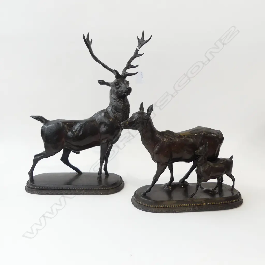 SPELTER STAG & FOE DEER H.410mm Image 1++