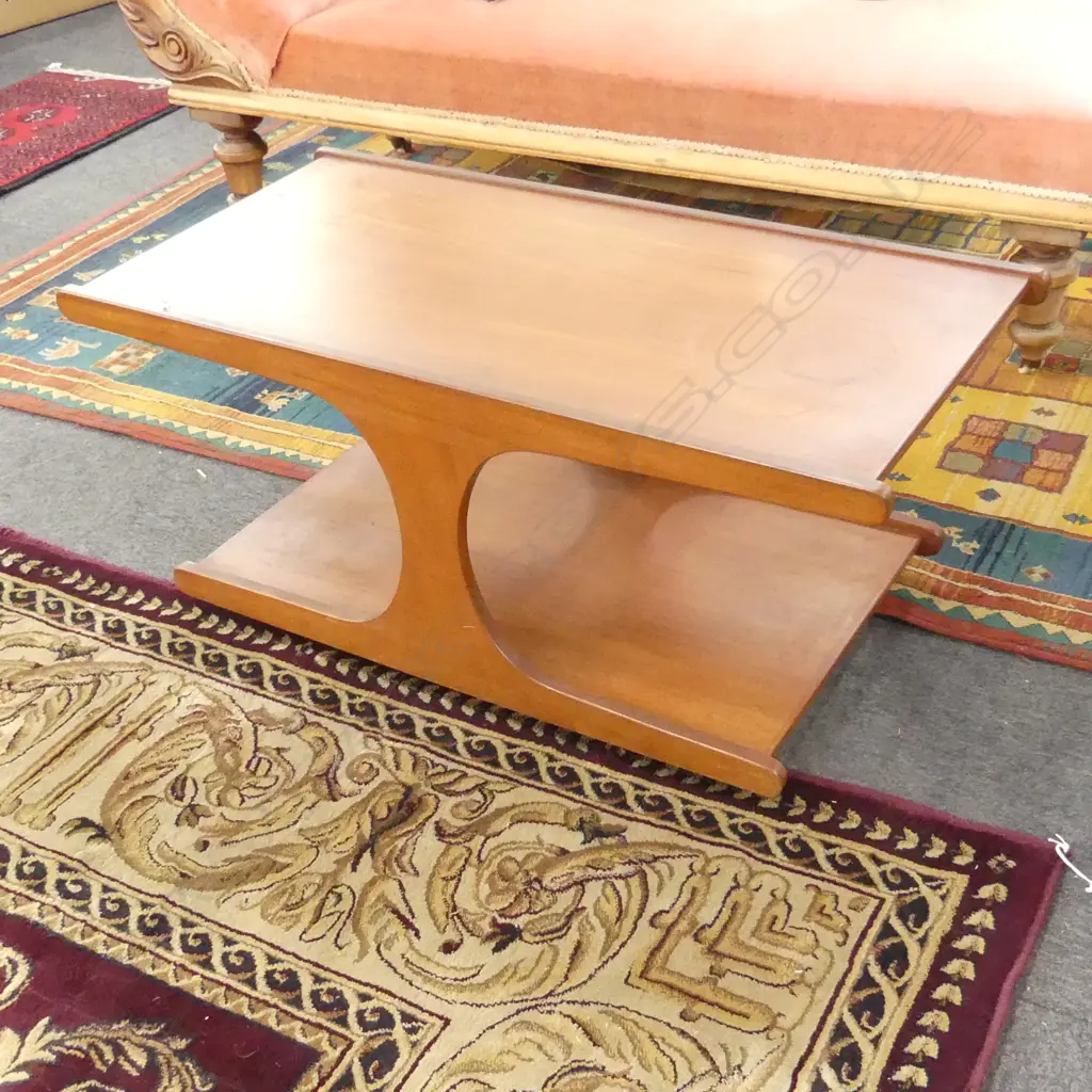 RETRO MAHOGANY 'DON-LORONG' COFFEE TABLE maker's label underneath 960 x 480 x 425mm Image 1++