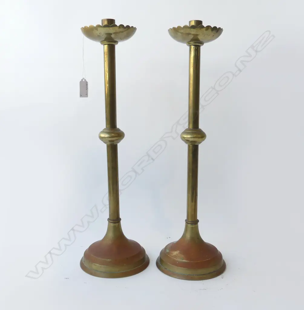 PR VINTAGE BRASS CANDLE STANDS H480mm Image 1++
