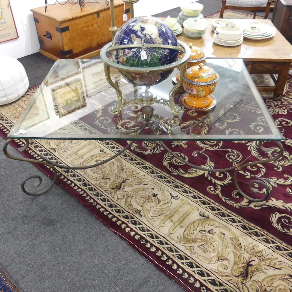COFFEE TABLE; GLASS TOP, METAL BASE 900x1300x470mm Image 1++
