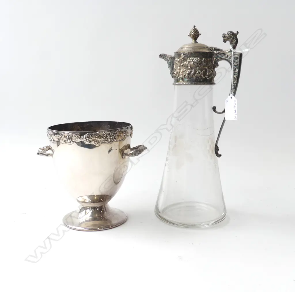 SILVER PLATE CLARET JUG H.295mm & ICE BUCKET Image 1++