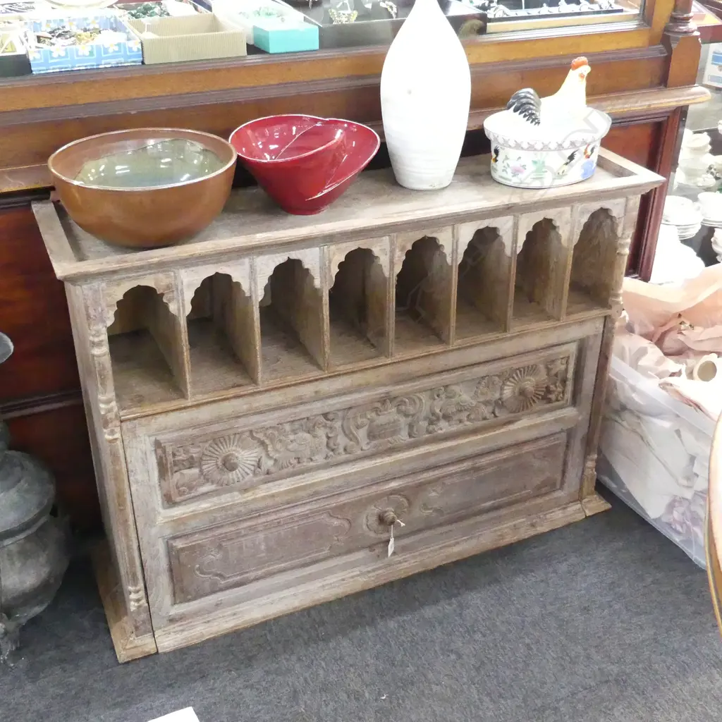 CARVED WOODEN CABINET 1020x295x720mm Image 1++