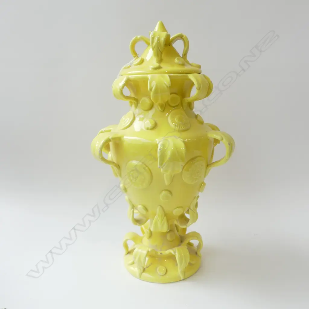 LG YELLOW CERAMIC LIDDED URN H.460mm FAULTS Image 1++