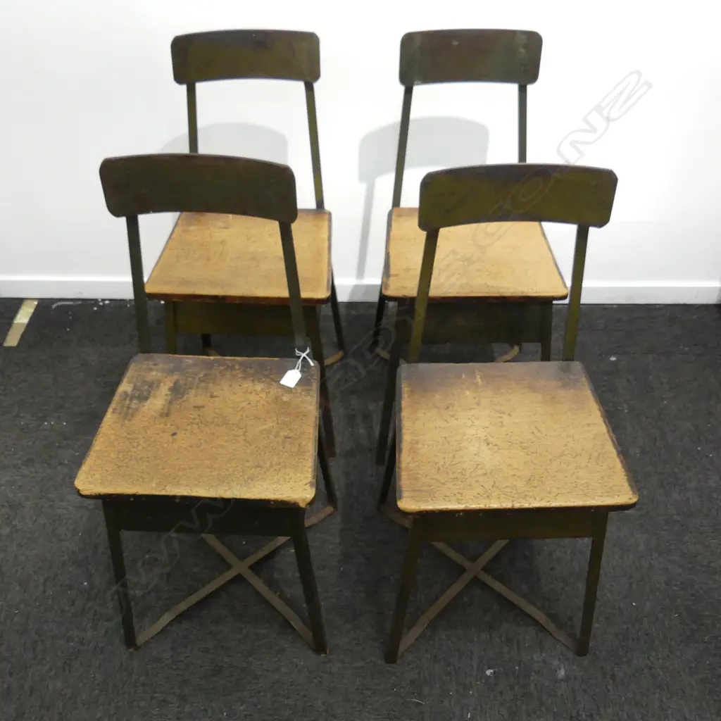FOUR INDUSTRIAL CHAIRS  BY British United Shoe Machinery Co 355x305x820mm Image 1++